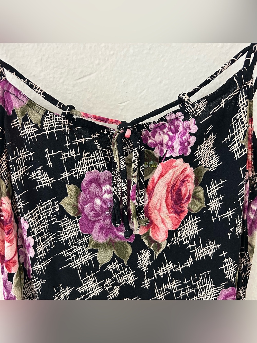 VTG 90s Floral Beaded Bias Cut Midi Slip Dress L Whimsigoth Fairy Grunge Roses - Picture 7 of 11